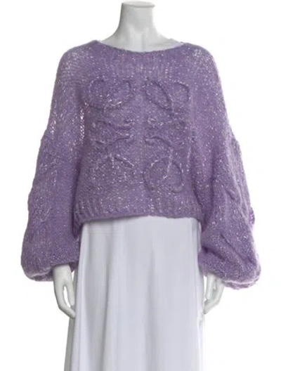Pre-owned Loewe Anagram Mohair Sweater In Purple