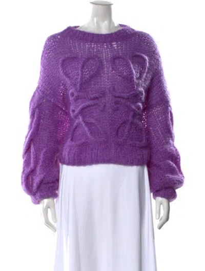 Pre-owned Loewe Anagram Mohair Sweater In Purple