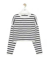Loewe Striped Wool-blend Sweater With Anagram Detail In White