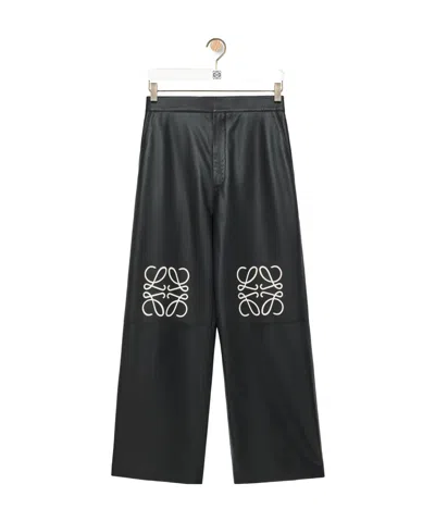 Loewe Anagram-motif Leather Palazzo Pants In Black