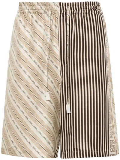 LOEWE ANAGRAM-MOTIF SILK SHORTS