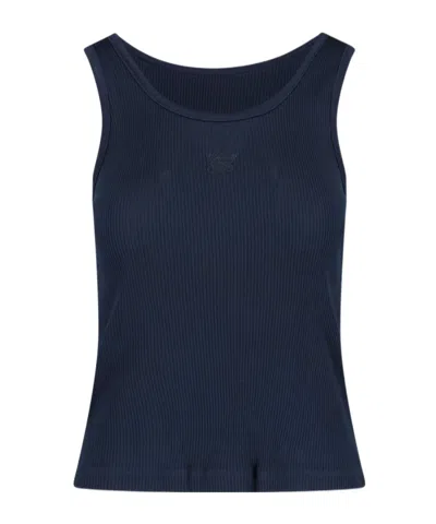 Loewe Anagram-motif Silk Top In Blue
