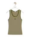 Loewe Embroidered Ribbed Silk Tank In Green