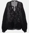 Loewe Anagram Open-knit Mohair-blend Cardigan In Black
