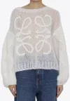 Loewe Womens Soft White Anagram Relaxed-fit Mohair-blend Jumper In White
