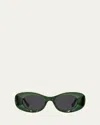 Loewe Womens Dark Green G821mxix01 Oval Frame Acetate Sunglasses In Green