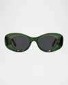 Loewe Womens Dark Green G821mxix01 Oval Frame Acetate Sunglasses In Green