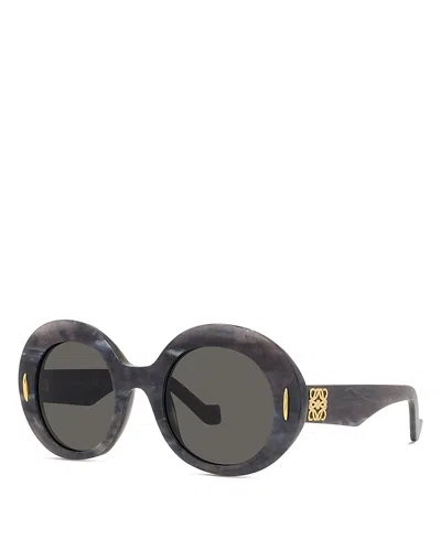 Loewe Oval Acetate Sunglasses W/ Anagram In Black Horn