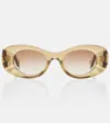 Loewe Womens Transparent Olive G821mxix01 Oval Frame Acetate Sunglasses In Gold