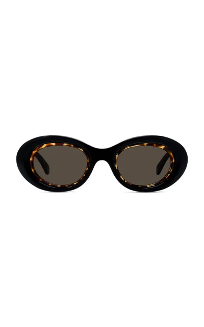 Loewe Anagram Oval-frame Acetate Sunglasses In Black