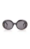 Loewe Anagram Oversized Round-frame Acetate Sunglasses In Black