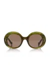 Loewe Anagram Oversized Round-frame Acetate Sunglasses In Green