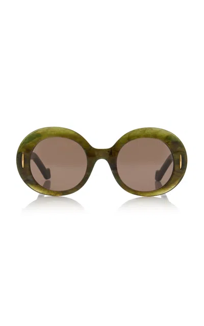 Loewe Anagram Oversized Round-frame Acetate Sunglasses In Green