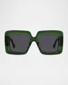 Loewe Anagram Oversized Square Acetate Sunglasses In Green