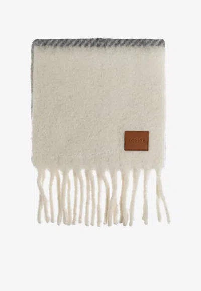Loewe Anagram Patch Alpaca Wool Scarf In Neutral