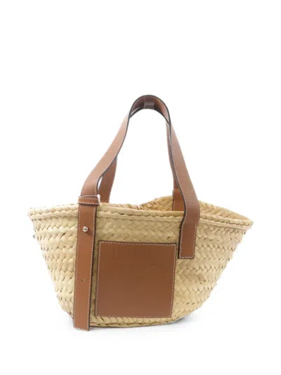 Pre-owned Loewe Anagram Patch Basket Bag In Neutral