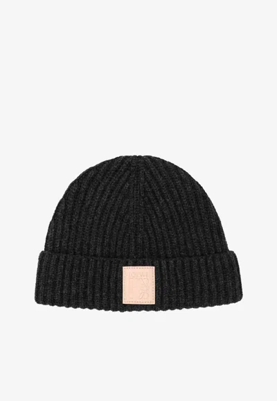 Loewe Anagram Patch Cashmere Beanie In Black