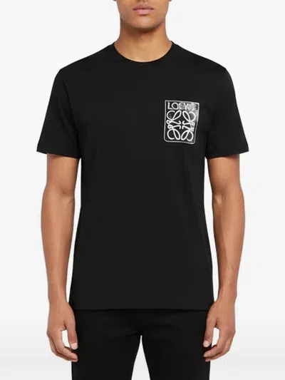 Pre-owned Loewe Anagram Patch Cotton T-shirt In Black