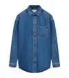 Loewe Mens Mid Blue Denim Anagram-embroidery Long-sleeves Denim Overshirt In Blue