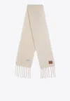 Loewe Anagram Patch Mohair And Wool Scarf In White