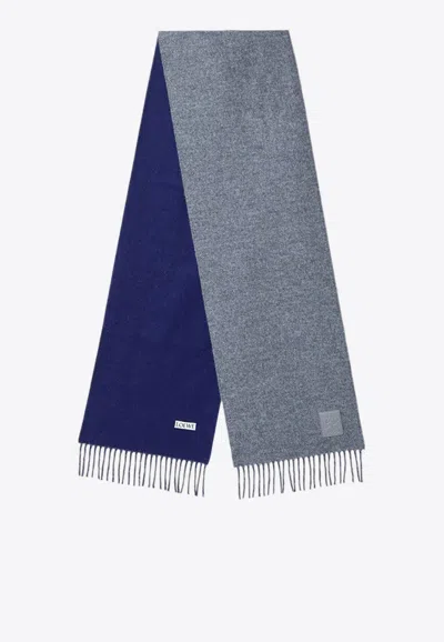 LOEWE ANAGRAM PATCH TWO-TONE FRINGED SCARF 