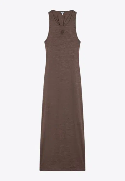 Loewe Wool-blend Anagram Tank Maxi Dress In Brown | ModeSens