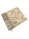 Loewe Anagram-pattern Fringed Scarf In Brown