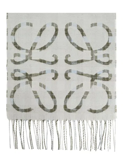 Loewe Anagram-pattern Scarf In Gray