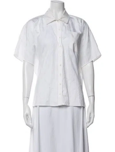 Pre-owned Loewe Anagram Patterned Button-up Top In White