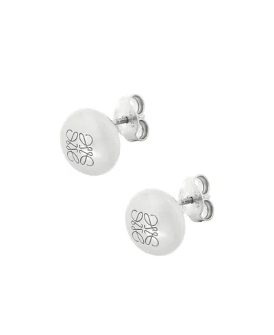 Loewe Anagram Pebble Engraved Earrings In Gray