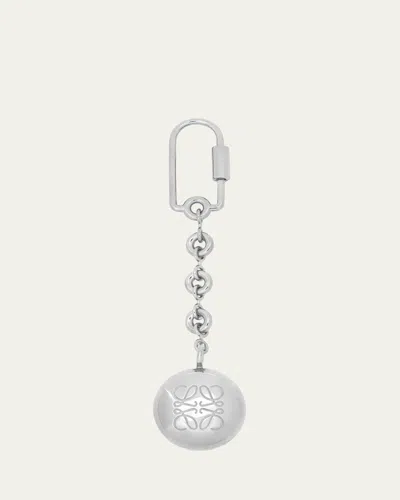 Loewe Anagram Pebble Keyring In Brass In Silver