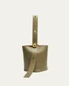Loewe Mini Leather Pebble Bucket Bag In 4787 Eucalyptus Green
