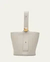 Loewe Anagram Pebble Leather Bucket Bag In Shell Grey