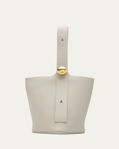 Loewe Anagram Pebble Leather Bucket Bag In Shell Grey