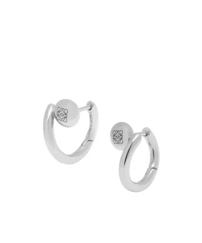 Loewe Anagram Pebble Mini Hoop Earrings In Sterling Silver