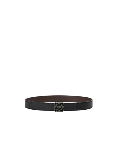 Loewe Anagram Pebbled Leather Belt In Black