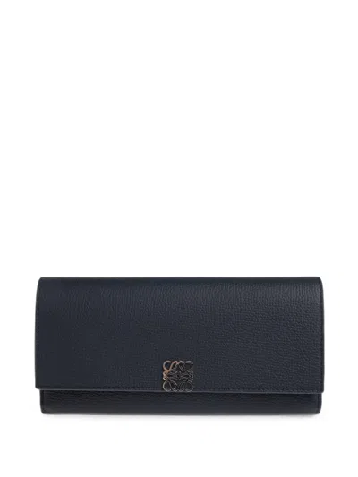 Loewe Anagram Pebbled Leather Wallet In Black