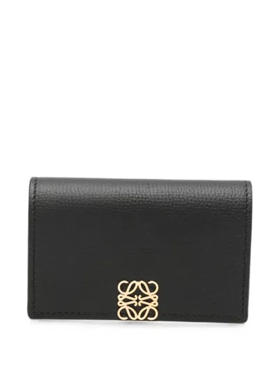 Loewe Anagram Pebbled-leather Wallet In Black
