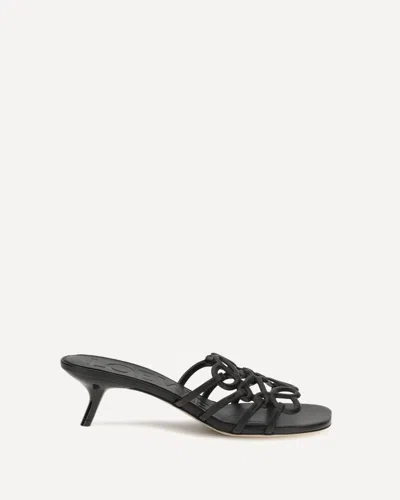 Loewe Anagram Petal Leather Slide Sandals In Black