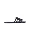Loewe Petal Anagram Leather Flat Sandals In Black