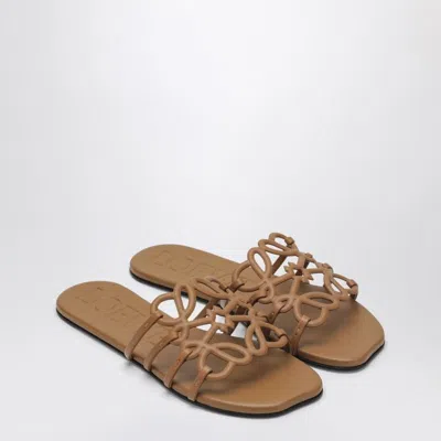 Loewe Anagram Petal Slides In Camel Leather In Brown