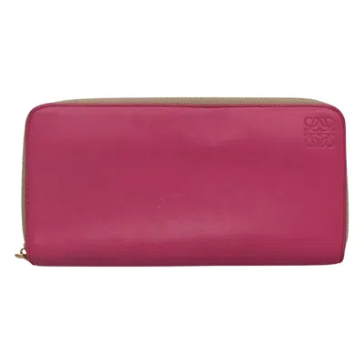 Pre-owned Loewe Anagram Pink Leather Wallet  ()
