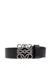 Loewe Anagram-plaque Leather Belt In Black