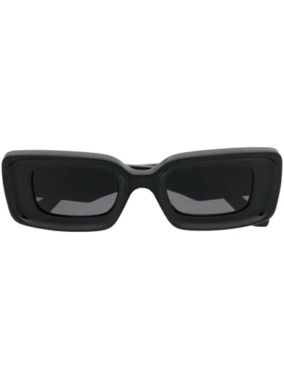 Loewe Anagram-plaque Rectangle-frame Sunglasses In Black