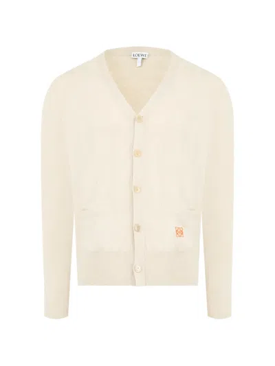 Loewe Anagram Pocket Cardigan In Neutral