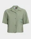 Loewe Cotton Blend Short Sleeve Shirt Shirts Green In Green