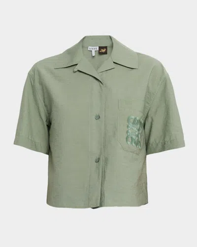 LOEWE ANAGRAM POCKET SHORT-SLEEVE CROP SHIRT