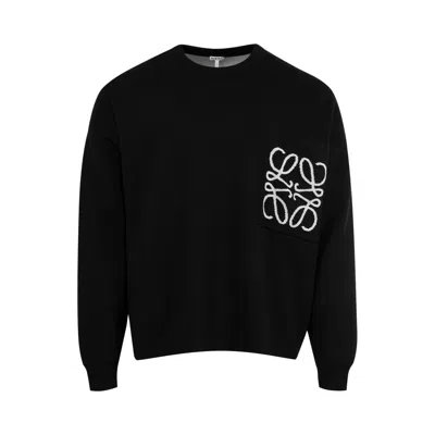 Pre-owned Loewe Anagram Pocket Sweater 'black/white' | Men's Size L