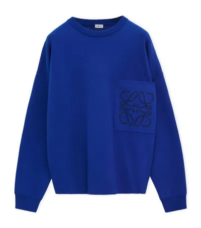 Loewe Anagram Pocket Sweater In Blue