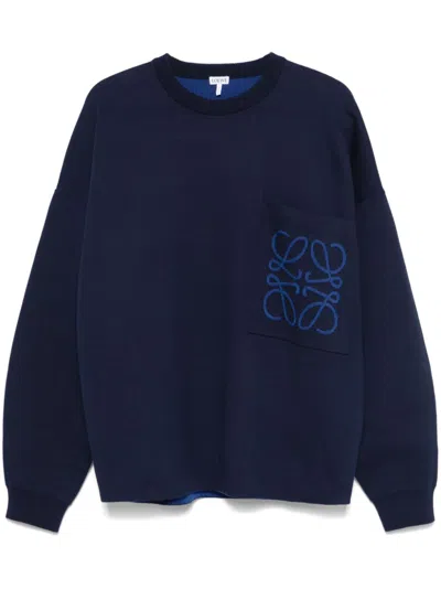 Loewe Long-sleeved Sweater In Black
